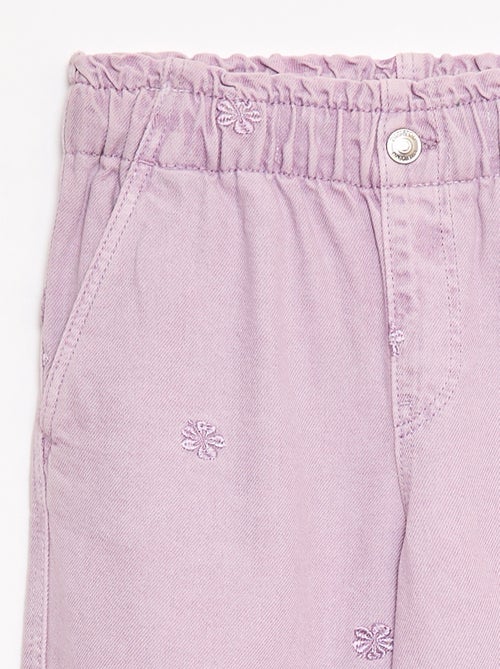 Jean wide leg à motif brodé - Kiabi