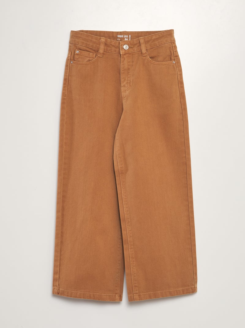 Jean wide leg à taille haute Marron - Kiabi
