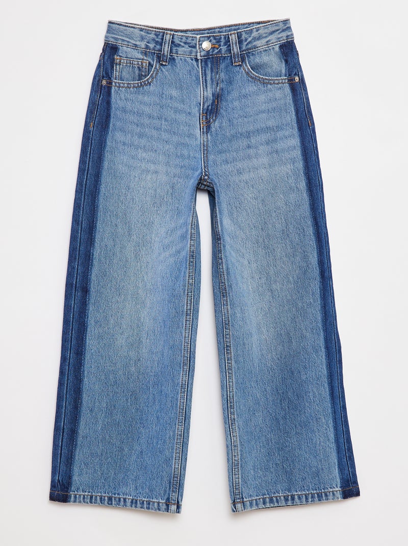 Jean wide leg avec bande contrastante Bleu - Kiabi