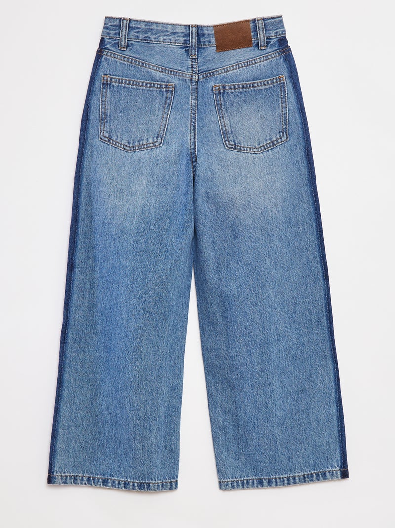 Jean wide leg avec bande contrastante Bleu - Kiabi