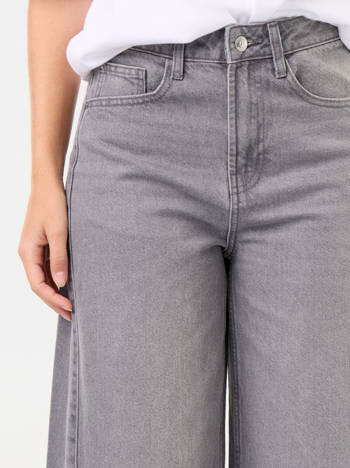 Jean wide leg avec bord à cru - Kiabi