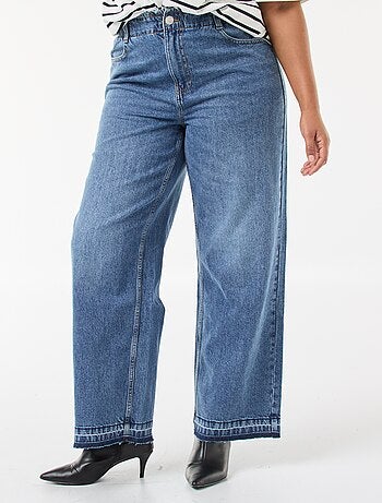 Jean wide leg avec bords à cru