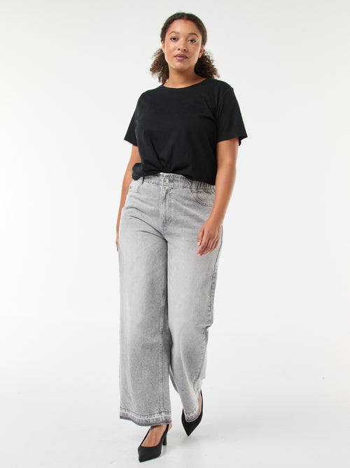 Jean wide leg avec bords à cru - Kiabi