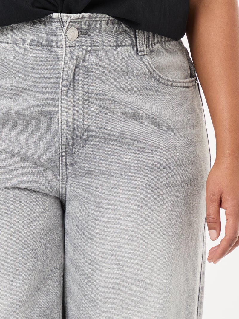 Jean wide leg avec bords à cru Gris - Kiabi