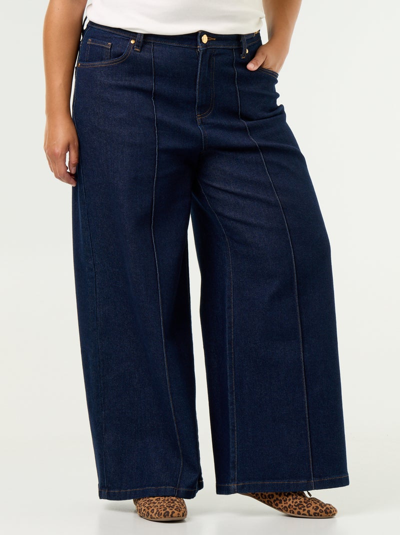 Jean wide leg avec détails dorés Bleu - Kiabi