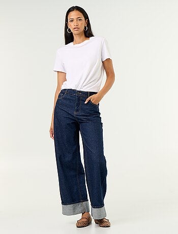 Jean wide leg avec revers à la base