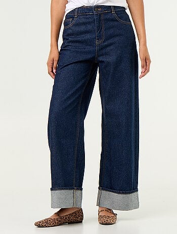 Jean wide leg avec revers à la base