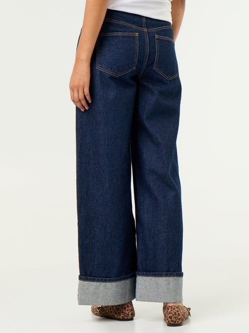 Jean wide leg avec revers à la base - Kiabi