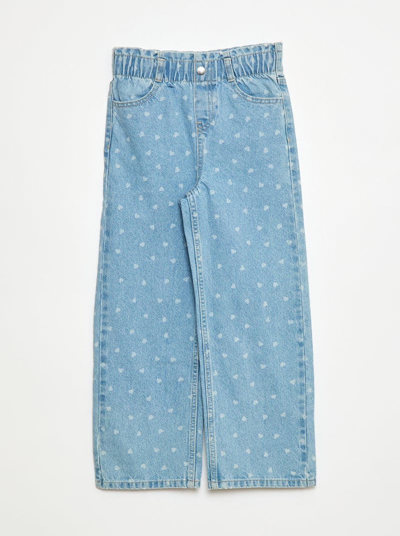 Jean wide leg avec taille élastiquée Bleu - Kiabi