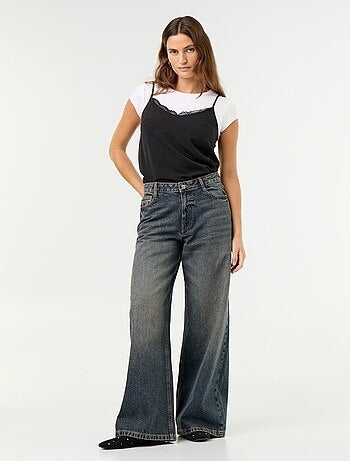 Jean wide leg / coupe large à motif