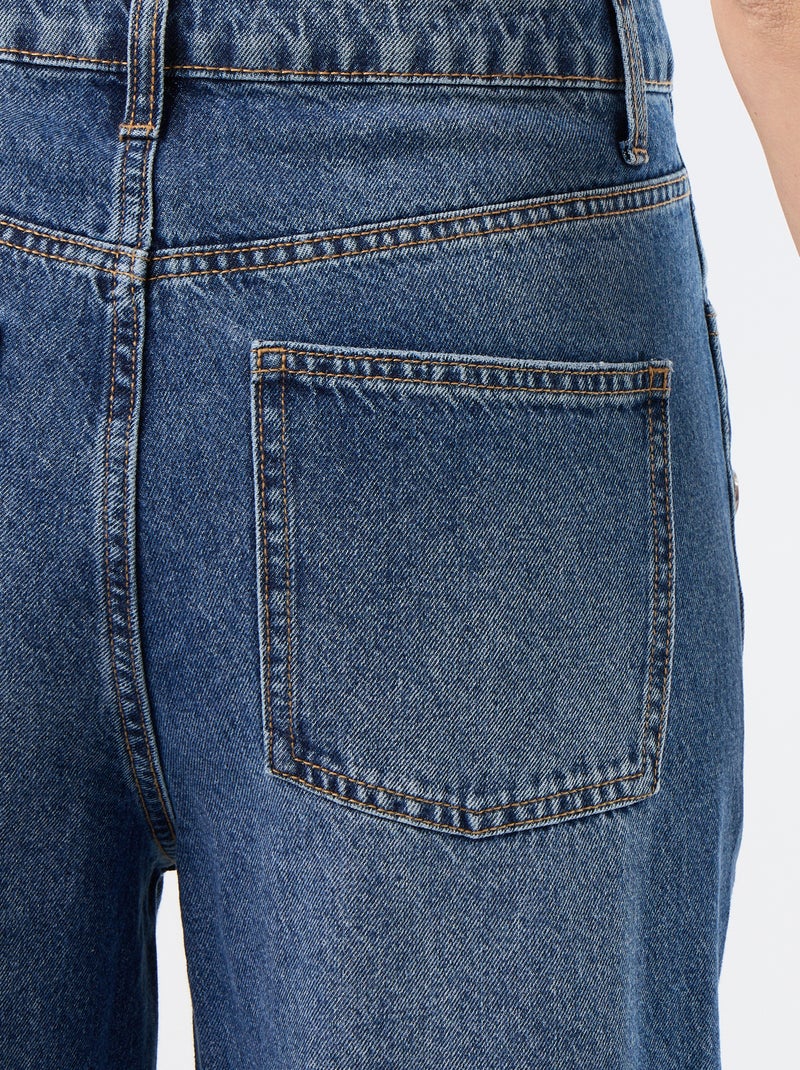 Jean wide leg / coupe large avec pressions factices sur les côtés Bleu - Kiabi