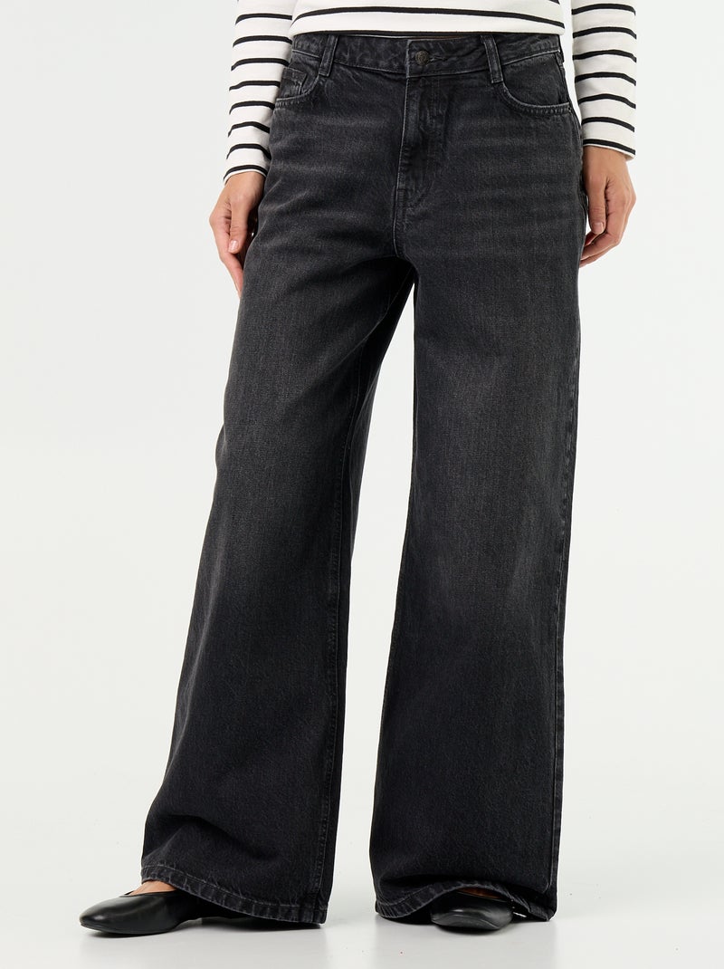 Jean wide leg / coupe large Noir - Kiabi
