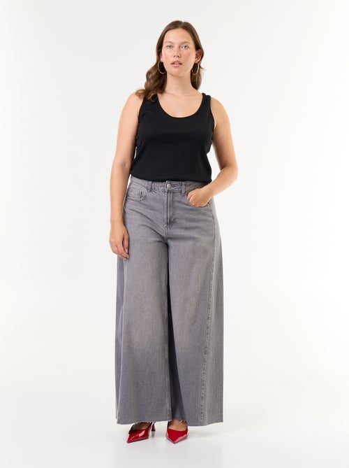 Jean wide leg et bord à cru - Kiabi