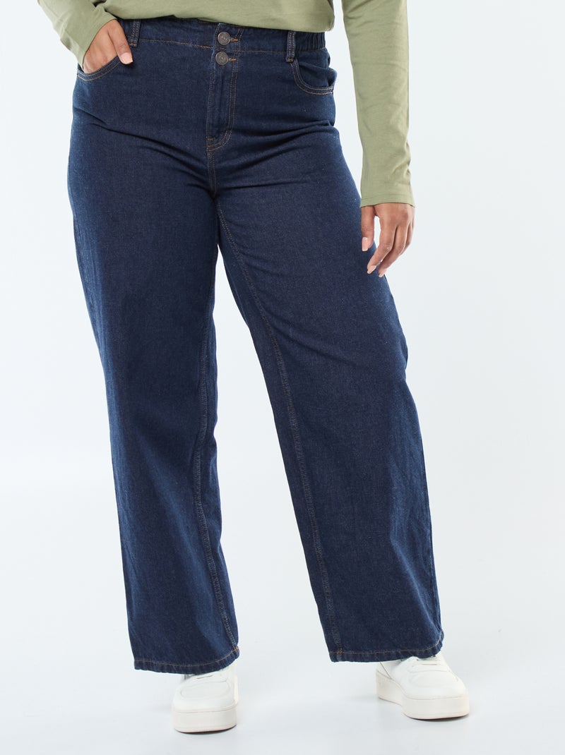 Jean wide leg fit / coupe large et taille élastique Bleu - Kiabi