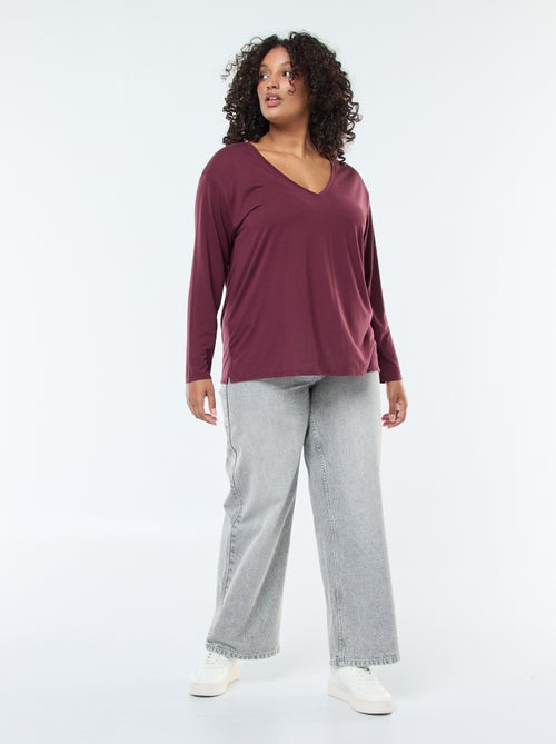 Jean wide leg fit / coupe large et taille élastique - Kiabi