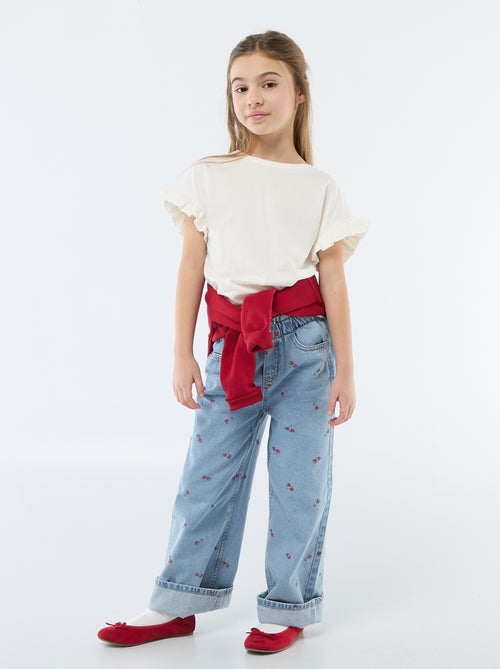 Jean wide leg imprimé fantaisie - Kiabi