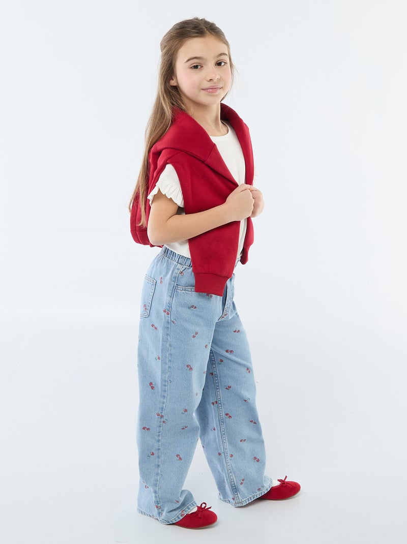 Jean wide leg imprimé fantaisie Bleu - Kiabi