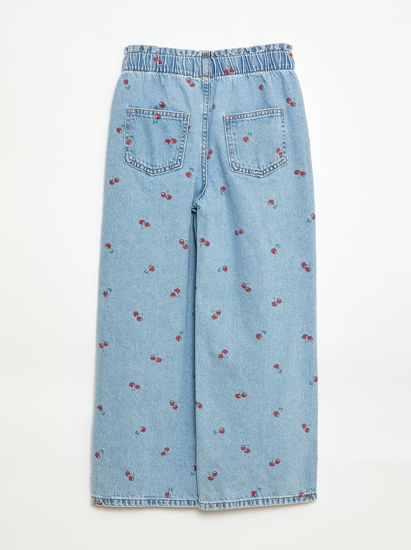 Jean wide leg imprimé fantaisie Bleu - Kiabi