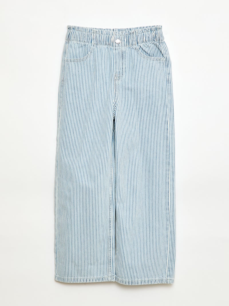 Jean wide leg imprimé fantaisie Bleu rayé - Kiabi