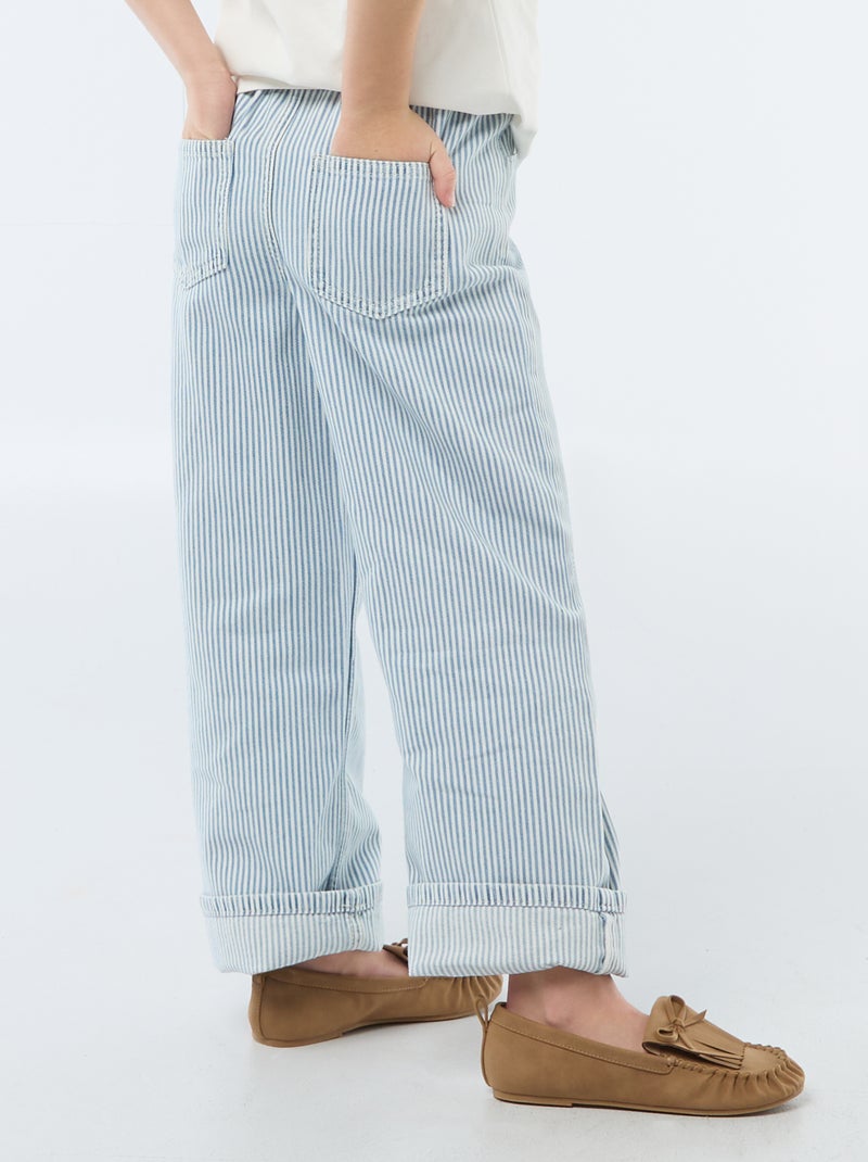 Jean wide leg imprimé fantaisie Bleu rayé - Kiabi