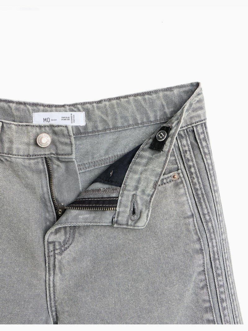 Jean wide leg, mo fashion Gris - Kiabi