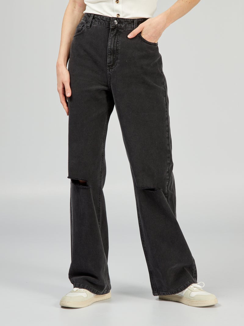 Jean wide leg Noir - Kiabi