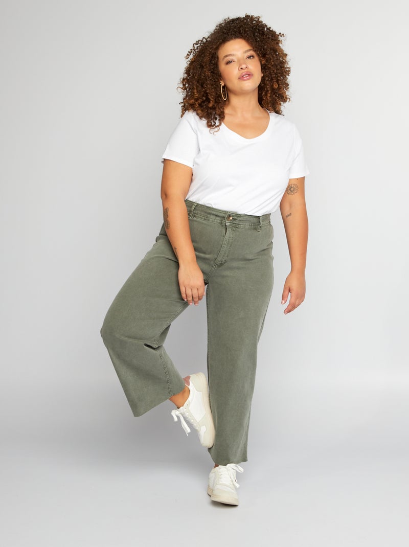 Jean wide leg stretch Kaki - Kiabi