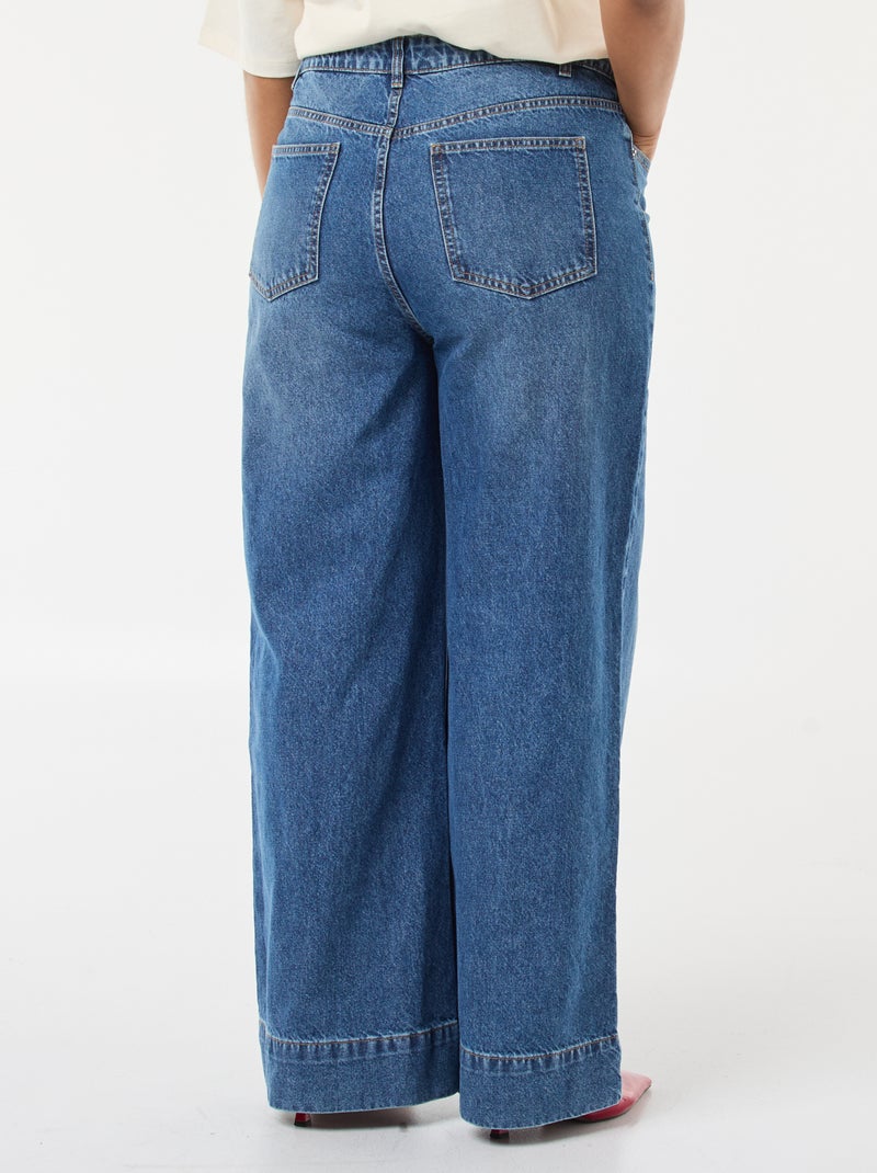 Jean wide leg taille haute avec plis devant - Double stone - Grandes