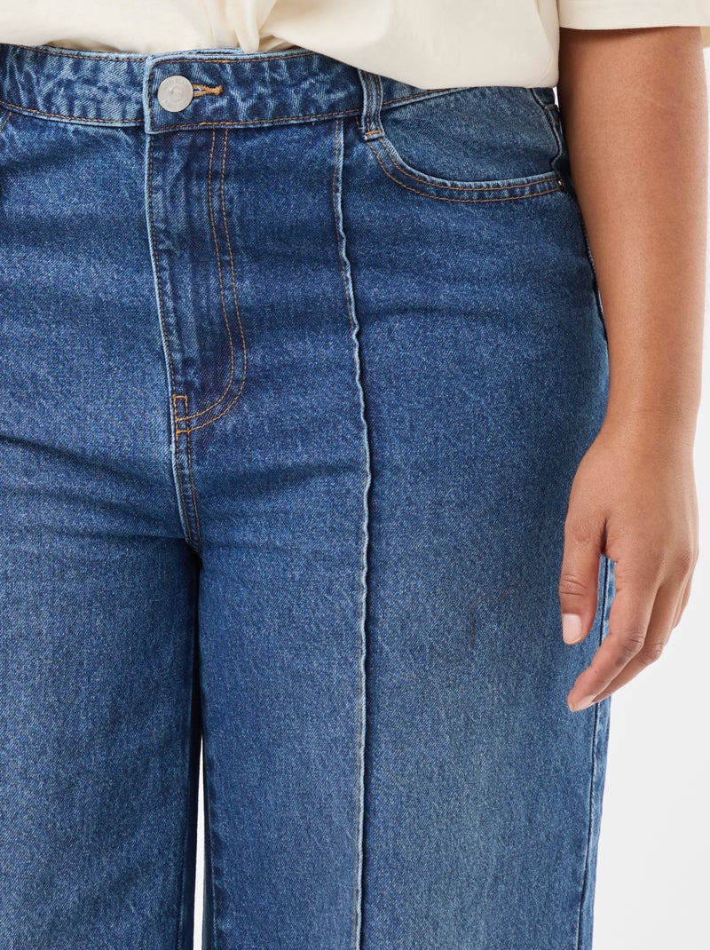 Jean wide leg taille haute avec plis devant Double stone - Kiabi