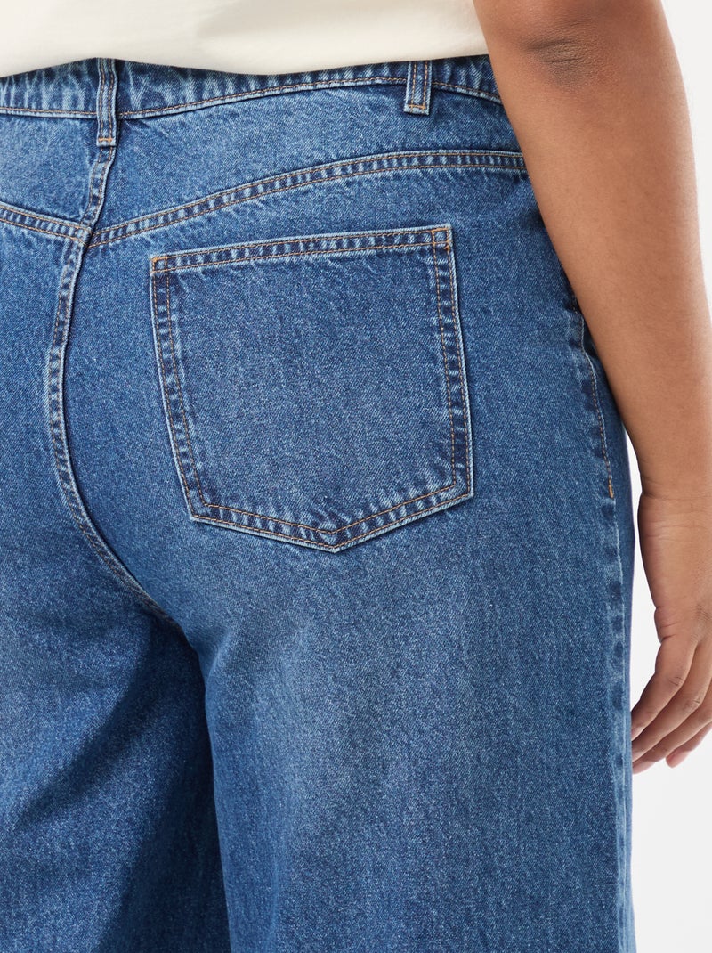Jean wide leg taille haute avec plis devant Double stone - Kiabi