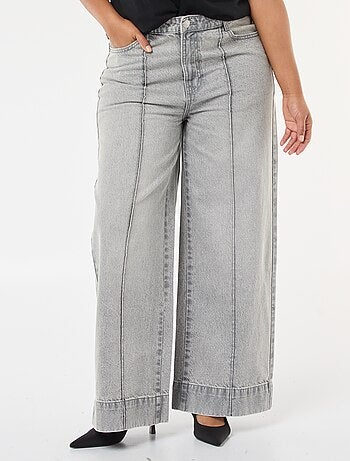 Jean wide leg taille haute avec plis devant