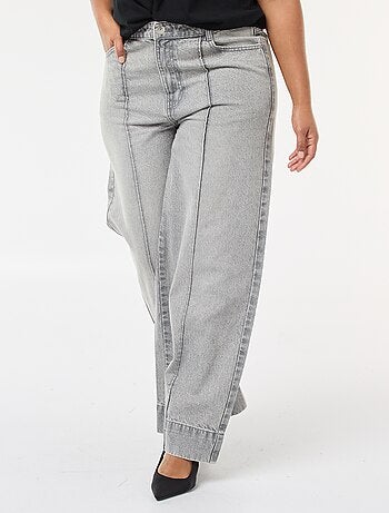 Jean wide leg taille haute avec plis devant