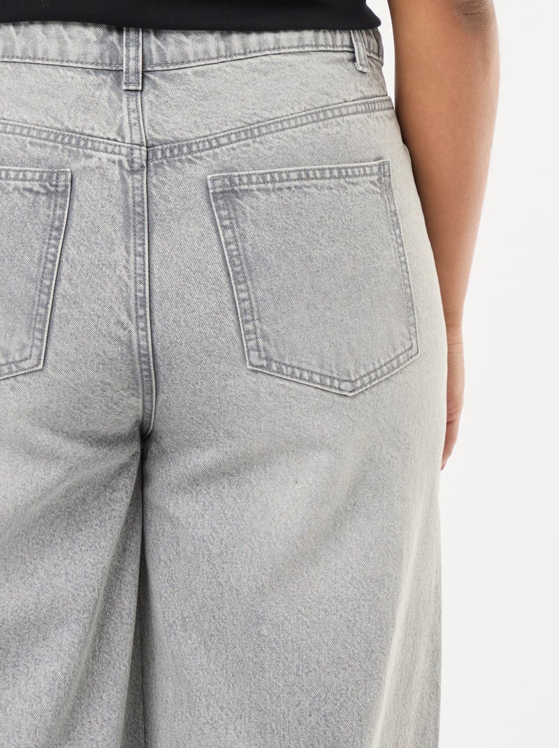 Jean wide leg taille haute avec plis devant Gris - Kiabi