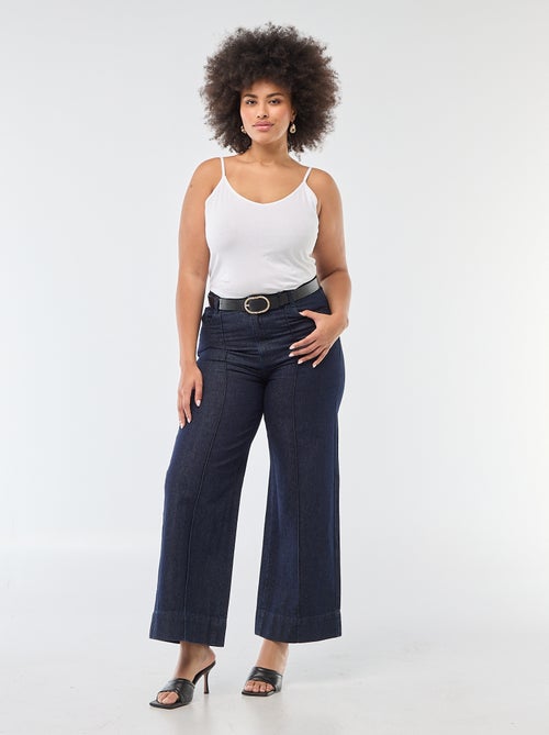 Jean wide leg taille haute avec plis devant - Kiabi