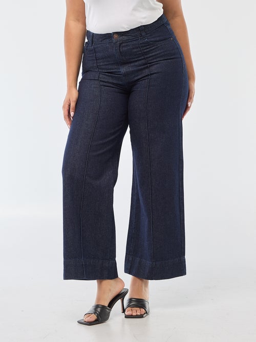 Jean wide leg taille haute avec plis devant - Kiabi
