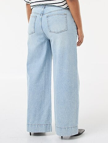 Jean wide leg taille haute avec plis devant