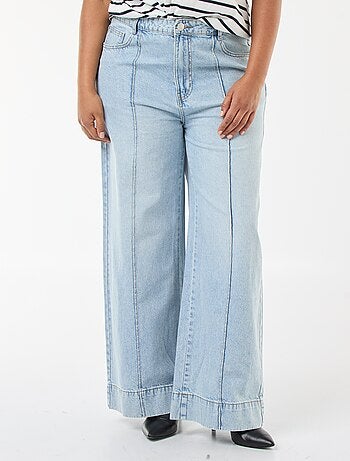 Jean wide leg taille haute avec plis devant