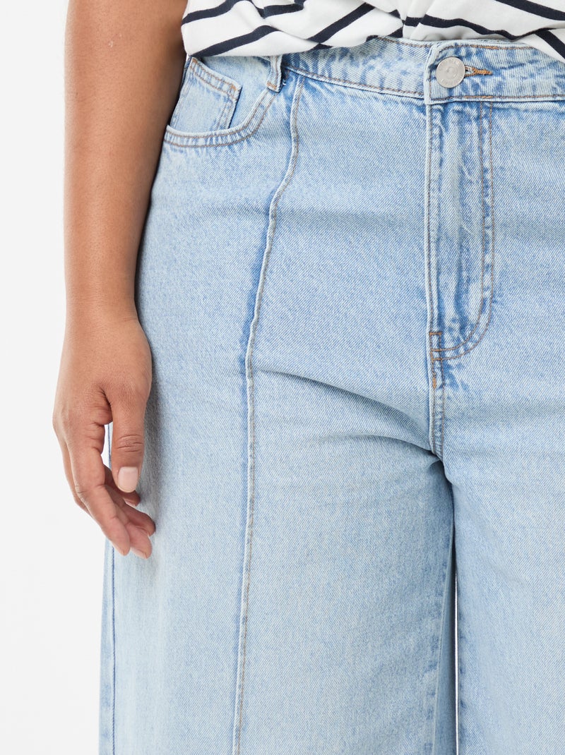 Jean wide leg taille haute avec plis devant Triple stone - Kiabi