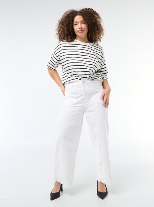 Jean wide leg taille haute avec poches plaquées devant et au dos - Kiabi