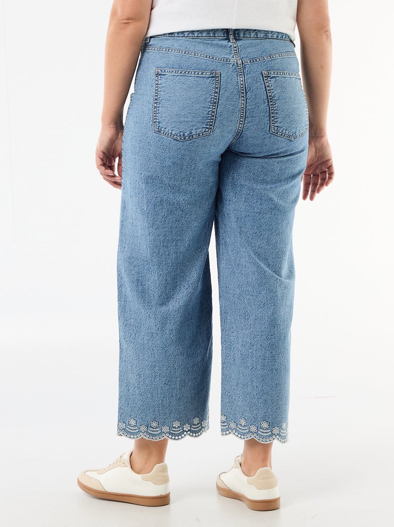 Jean wide leg taille haute avec poches plaquées devant et au dos Stone - Kiabi