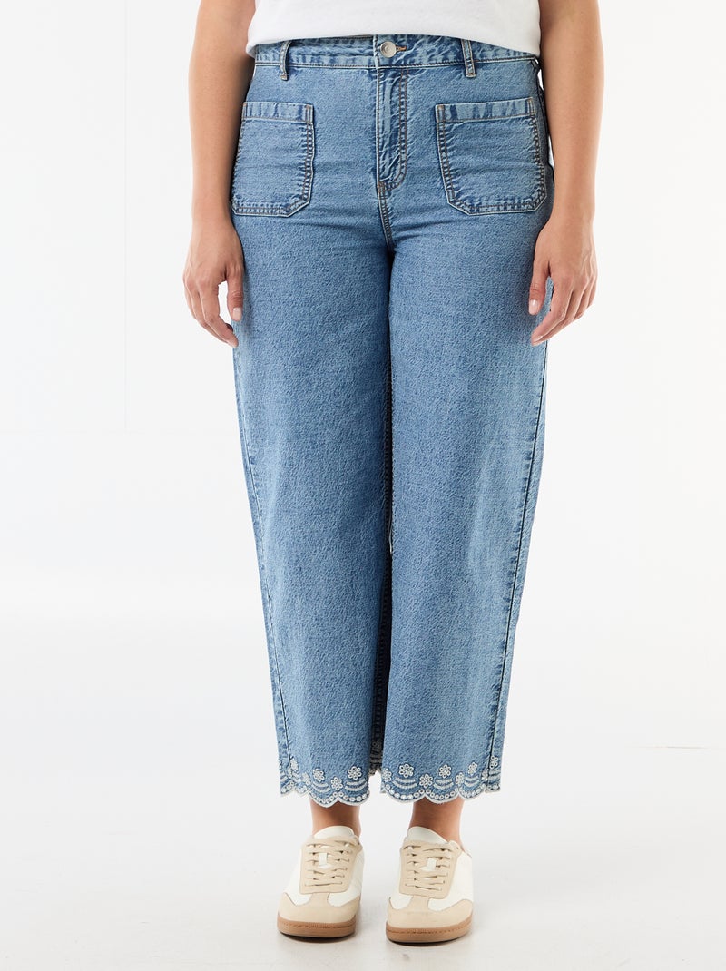 Jean wide leg taille haute avec poches plaquées devant et au dos Stone - Kiabi