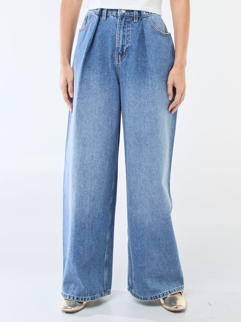 Jean wide leg taille haute Double stone - Kiabi