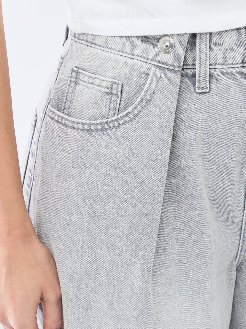 Jean wide leg taille haute Gris - Kiabi