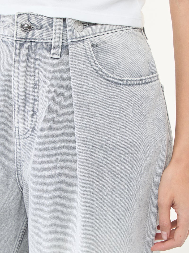 Jean wide leg taille haute Gris - Kiabi