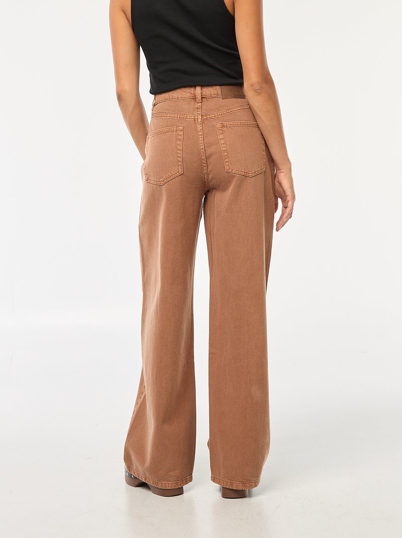 Jean Wide leg taille haute Marron - Kiabi
