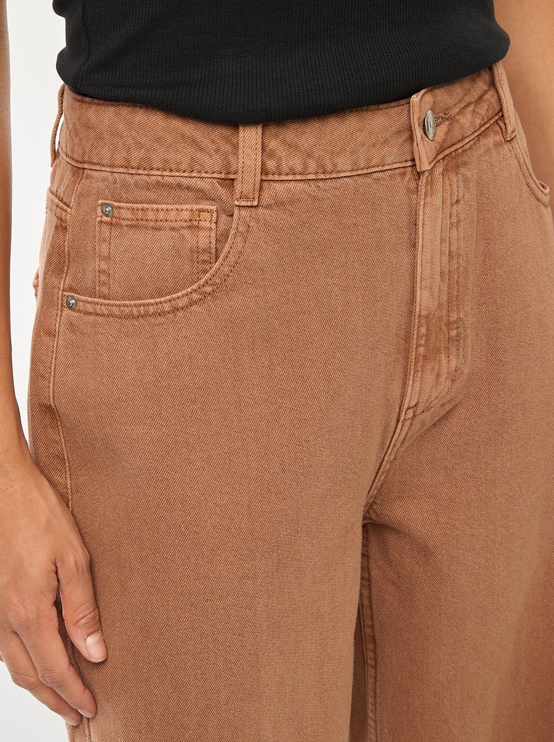 Jean Wide leg taille haute Marron - Kiabi