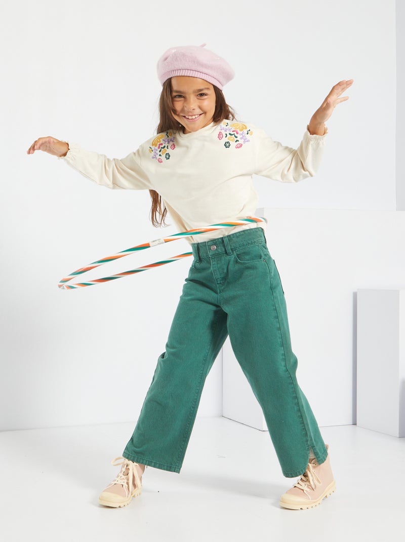 Jean wide leg vert gris - Kiabi