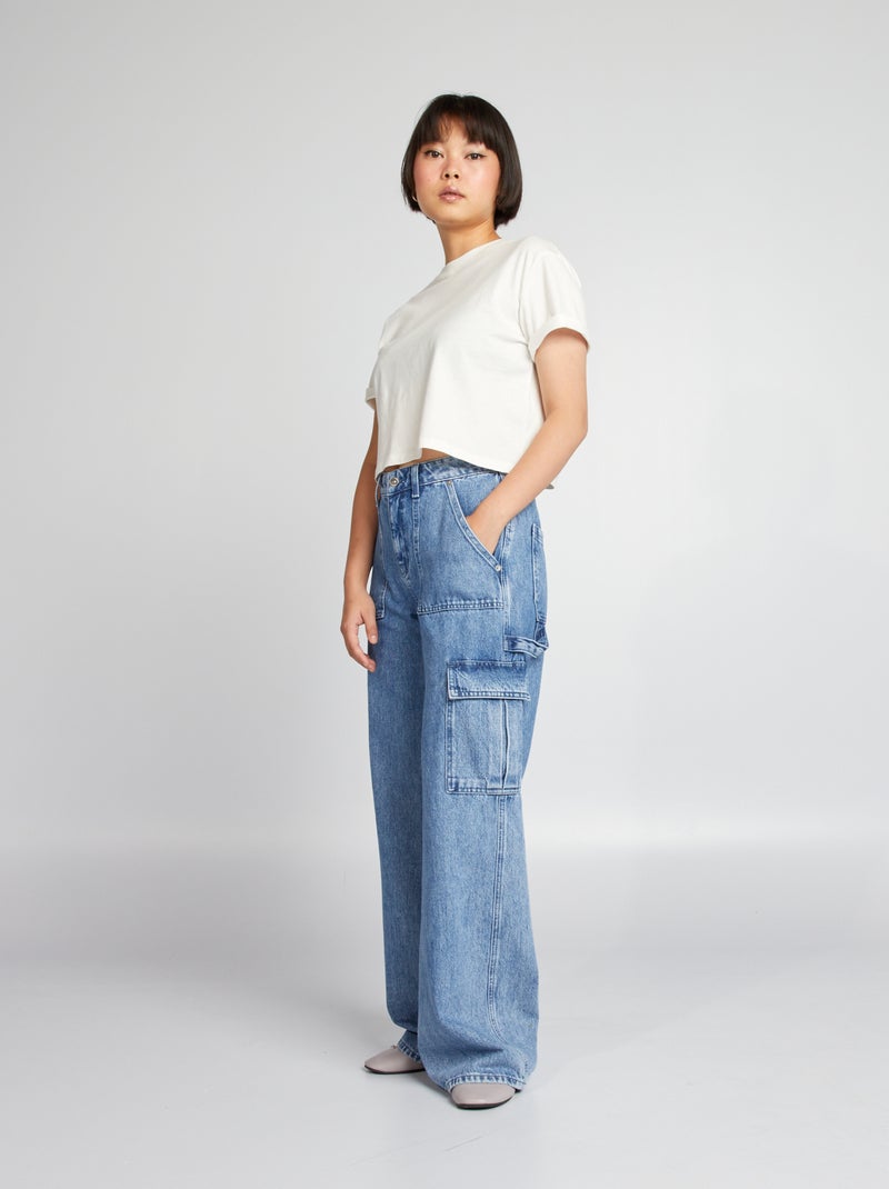 Jean wild leg + 2 poches larges Stone - Kiabi