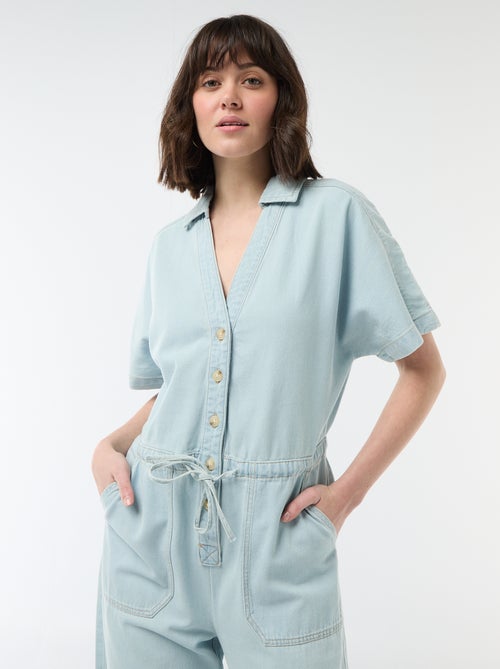 Jeans jumpsuit met korte mouwen - Kiabi