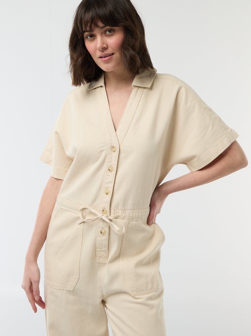 Jeans jumpsuit met korte mouwen - Kiabi